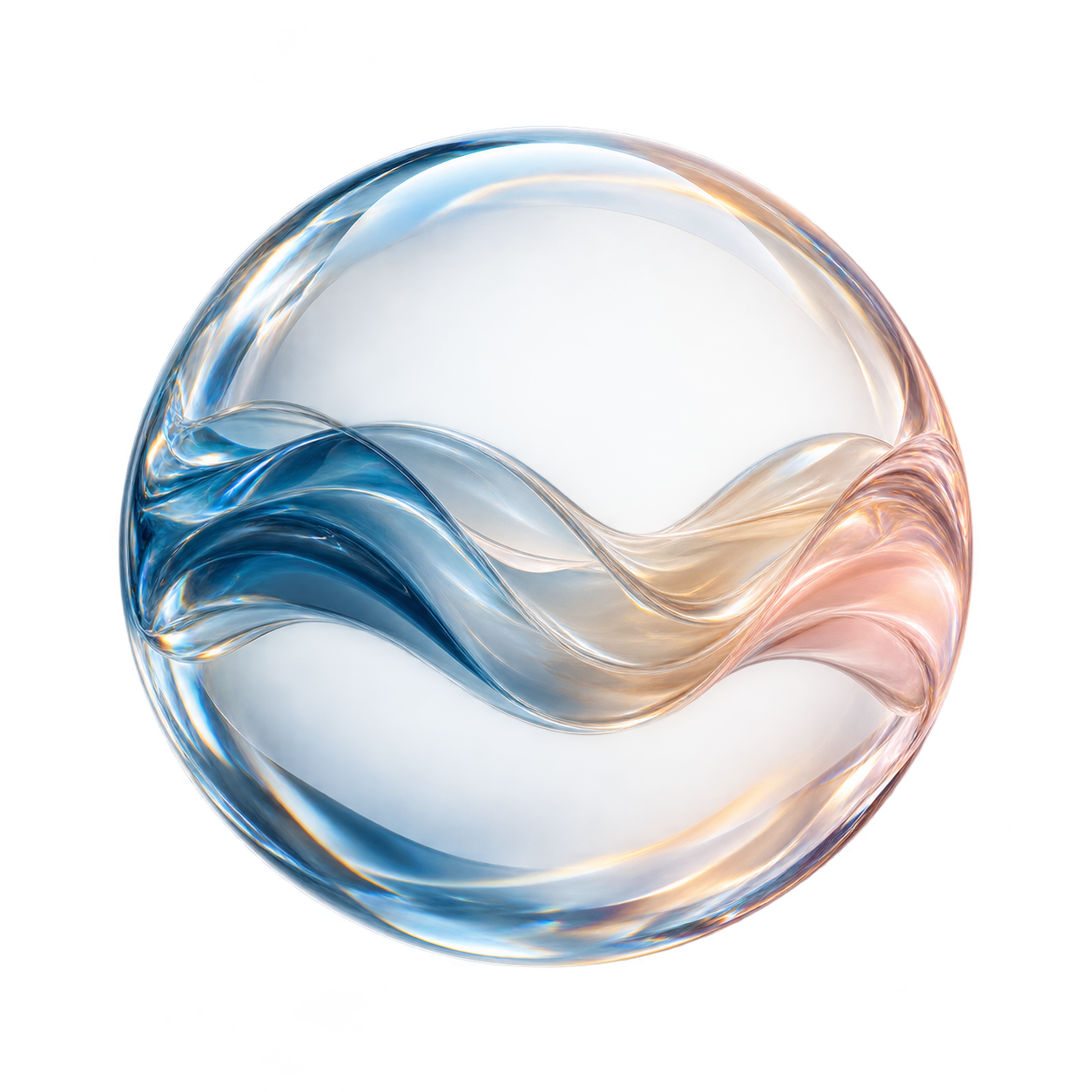 A glass continuity object containing a flowing wave